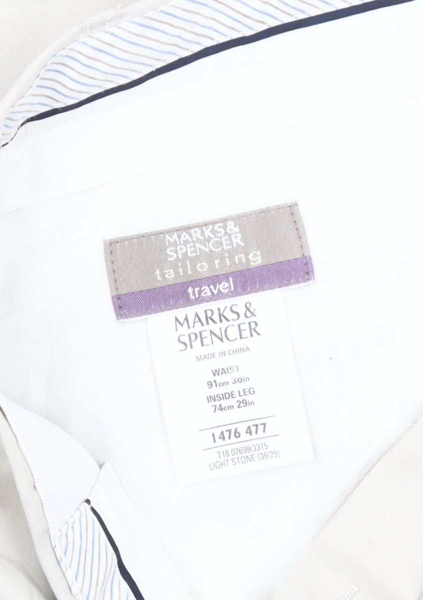 Marks and Spencer Men’s Beige Chino Trousers 36W 29L Straight Leg