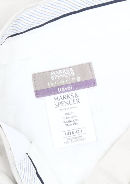 Marks and Spencer Men’s Beige Chino Trousers 36W 29L Straight Leg