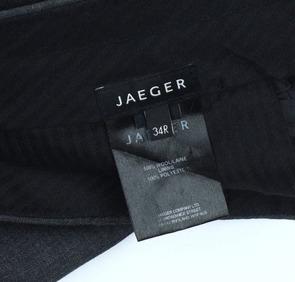 Jaeger Men's Black Wool Dress Trousers Size M 34in Waist Regular Fit