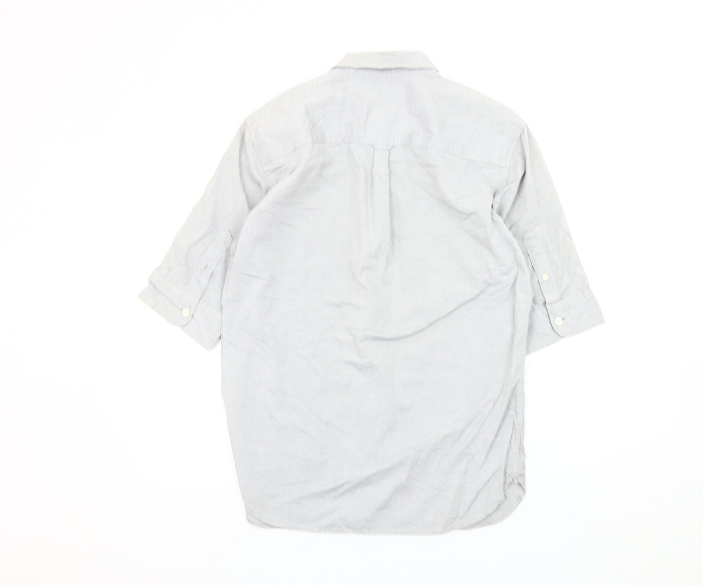 AllSaints Men's Grey Small Button-Down Collar 3/4 Sleeve Shirt