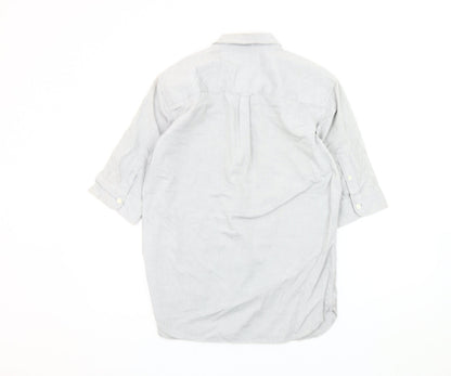 AllSaints Men's Grey Small Button-Down Collar 3/4 Sleeve Shirt