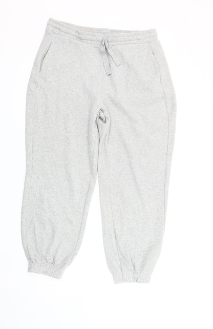 Zara Women’s Grey L Jogger Fleece Trousers Elastic Waist Pockets