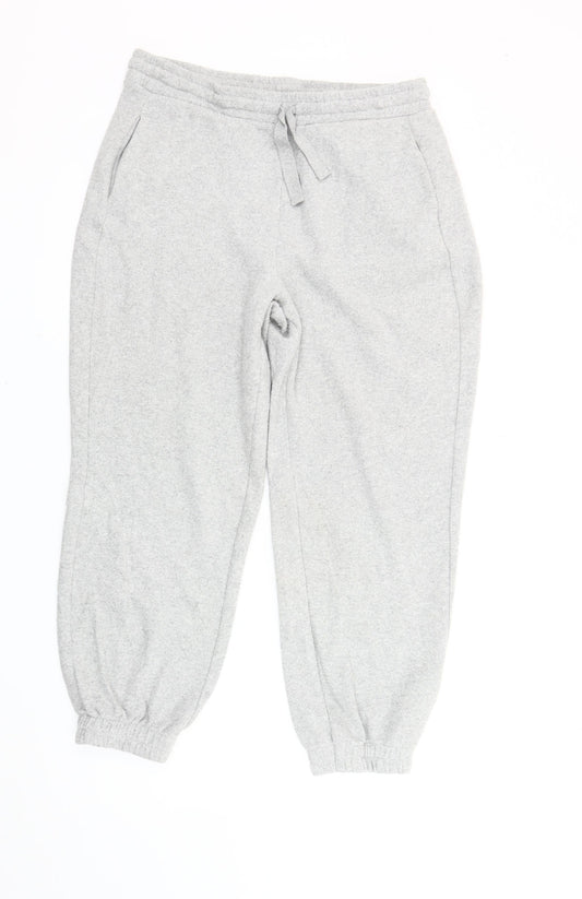 Zara Women’s Grey L Jogger Fleece Trousers Elastic Waist Pockets