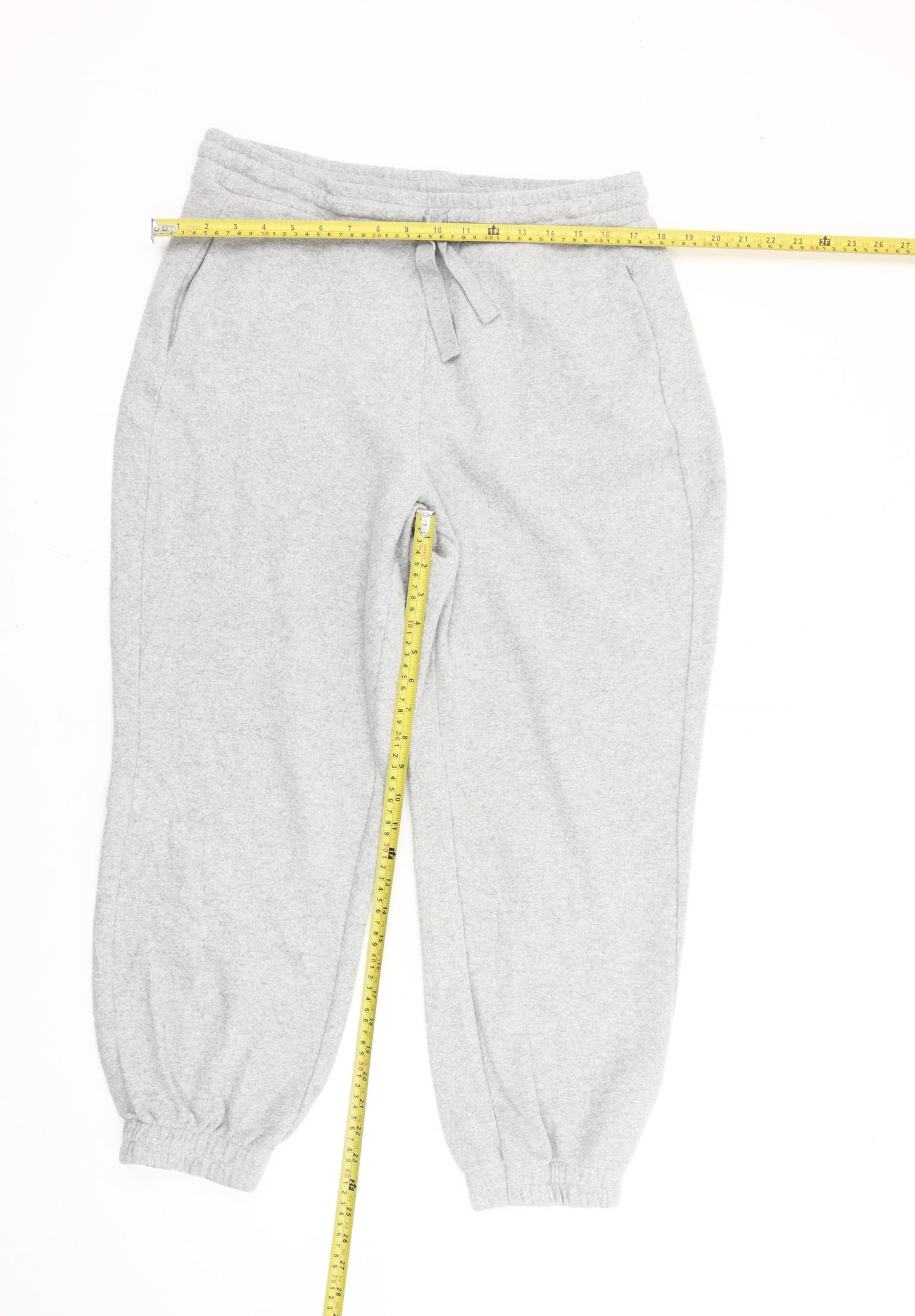 Zara Women’s Grey L Jogger Fleece Trousers Elastic Waist Pockets