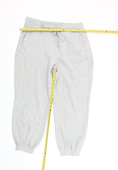Zara Women’s Grey L Jogger Fleece Trousers Elastic Waist Pockets