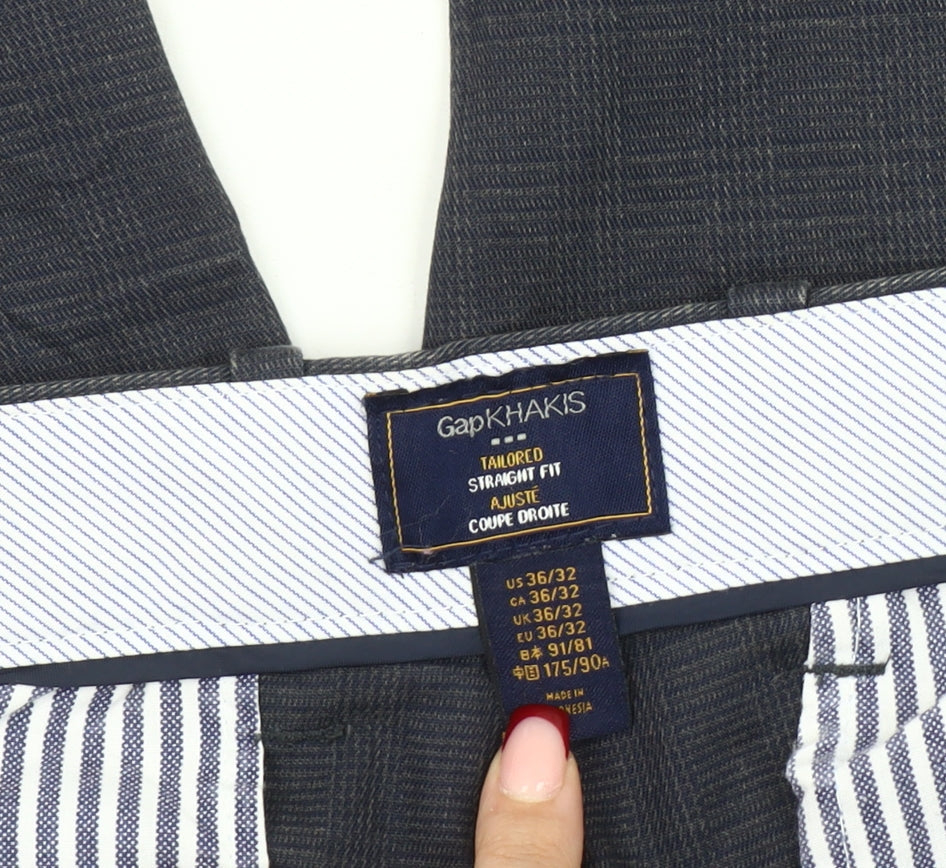 Gap Men's Blue Khakis Tailored Straight Fit Trousers 36W 32L