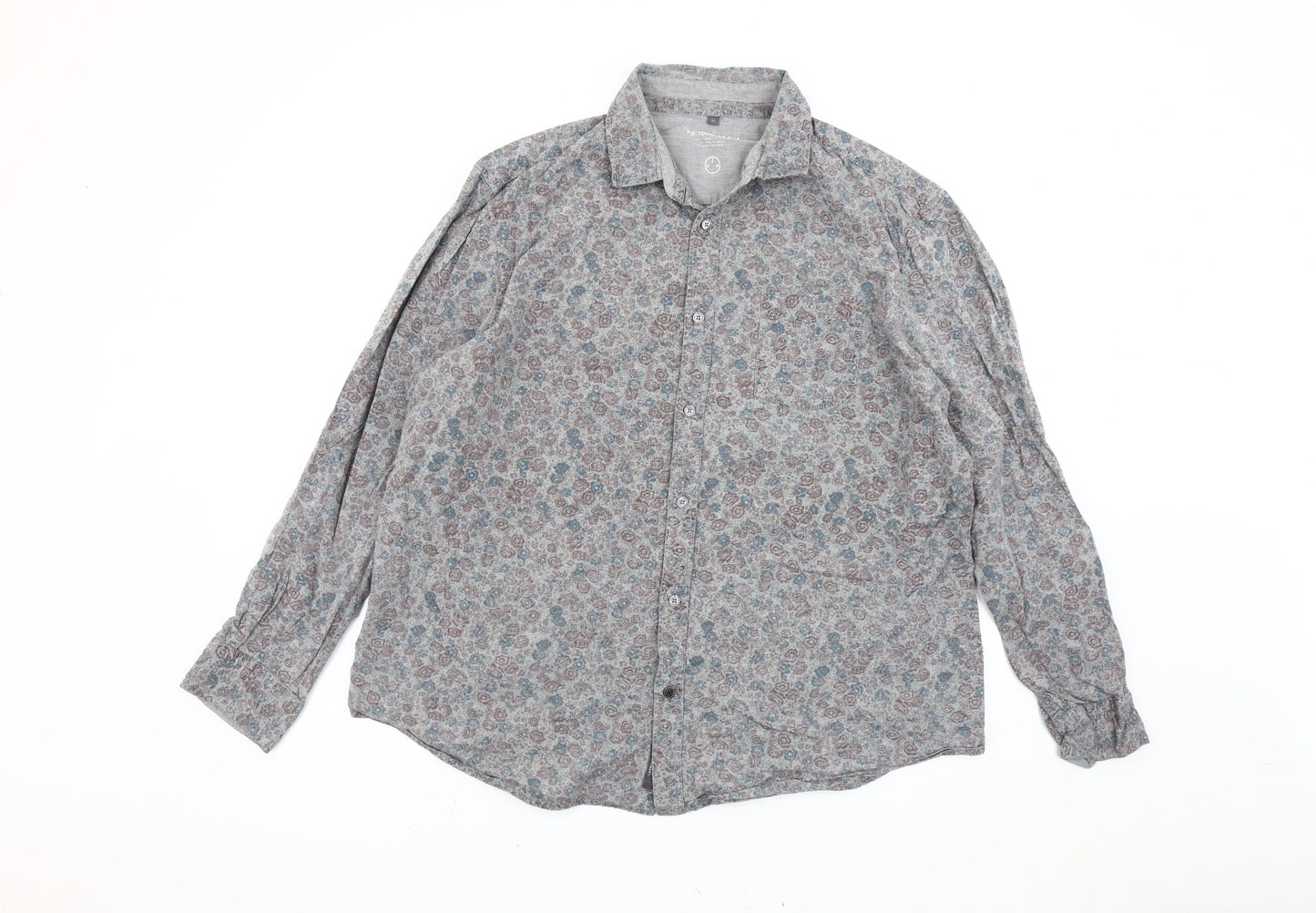 MR. JOHN POCHA Men's Multicoloured XL Floral Cotton Button-Up Shirt