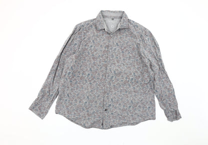 MR. JOHN POCHA Men's Multicoloured XL Floral Cotton Button-Up Shirt