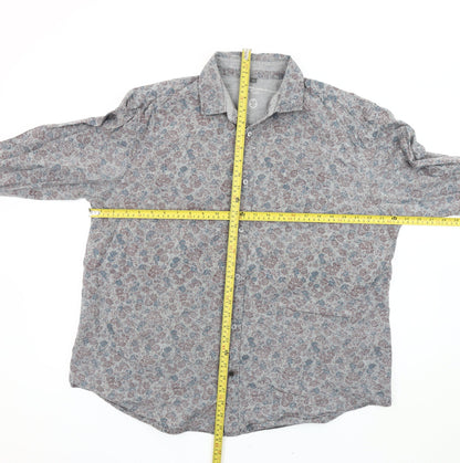 MR. JOHN POCHA Men's Multicoloured XL Floral Cotton Button-Up Shirt