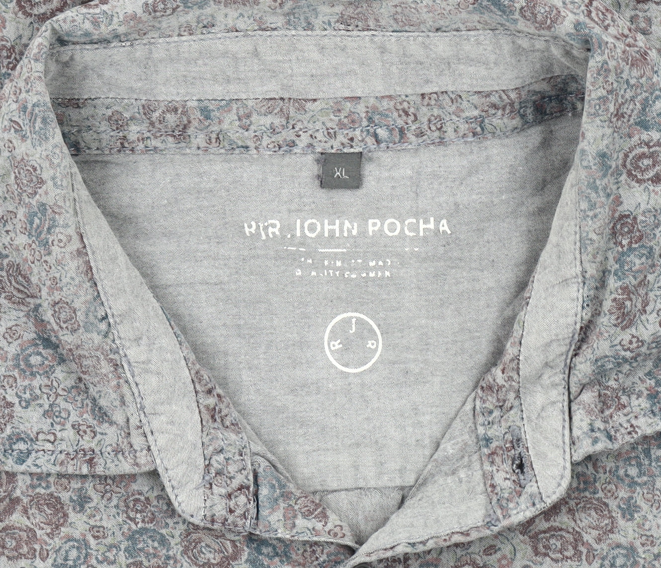 MR. JOHN POCHA Men's Multicoloured XL Floral Cotton Button-Up Shirt