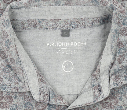 MR. JOHN POCHA Men's Multicoloured XL Floral Cotton Button-Up Shirt