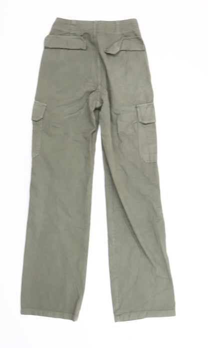 Womens UK Size 4 Zara Regular Fit Cargo Green Trousers