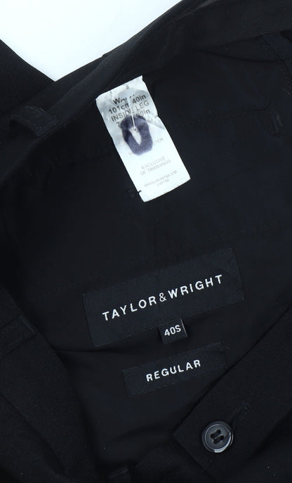 Taylor & Wright Men's Black 40S Regular Fit Dress Trousers
