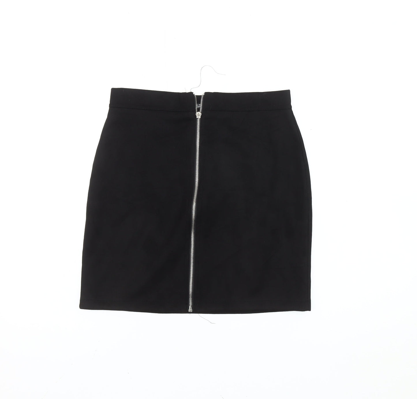 Women's Black High Rise Pencil Skirt L Italian Made Zip Detail