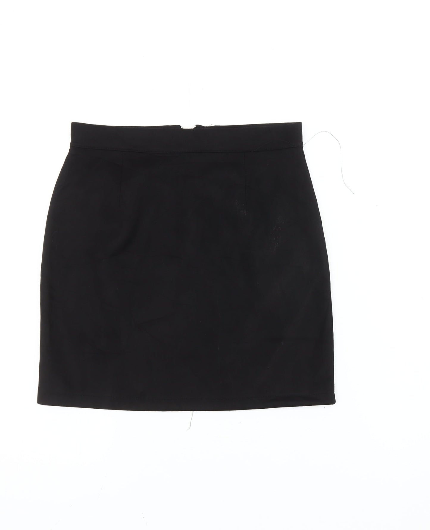 Women's Black High Rise Pencil Skirt L Italian Made Zip Detail
