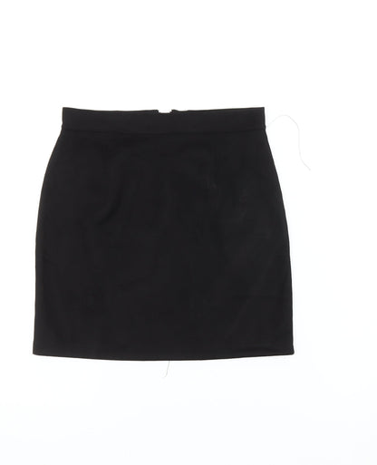 Women's Black High Rise Pencil Skirt L Italian Made Zip Detail
