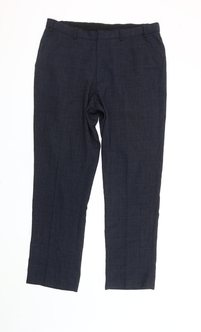 Taylor & Wright Men's Blue 36R Regular Fit Check Dress Pants