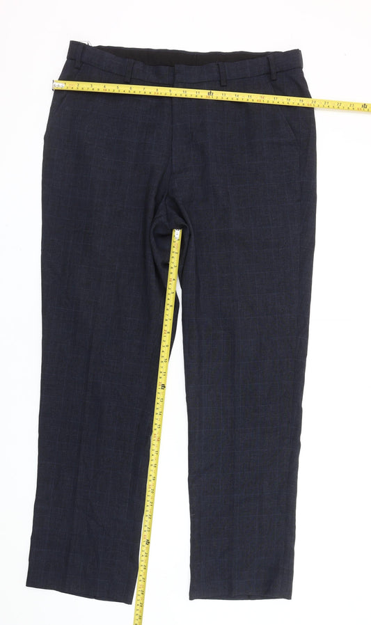 Taylor & Wright Men's Blue 36R Regular Fit Check Dress Pants