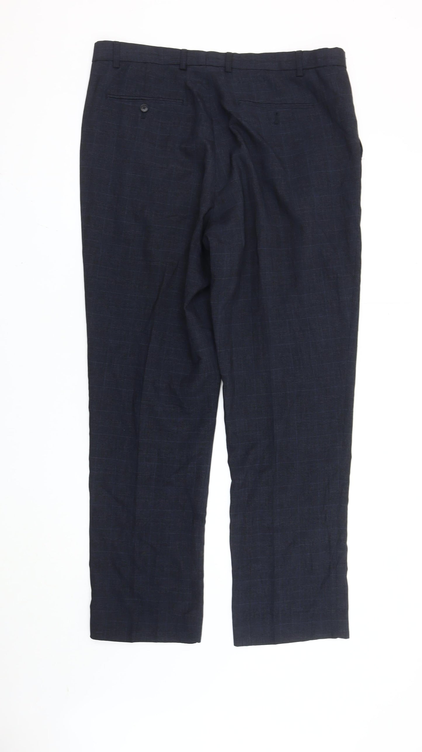 Taylor & Wright Men's Blue 36R Regular Fit Check Dress Pants
