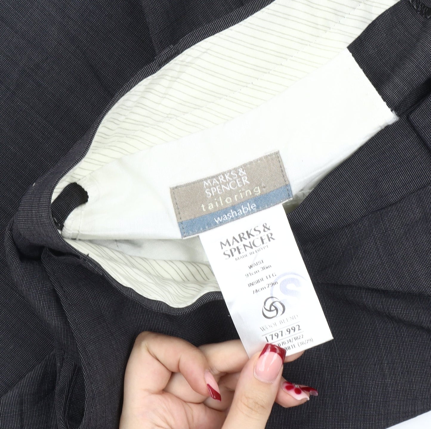 Marks and Spencer Men’s Grey 36in Waist Wool Blend Dress Pants