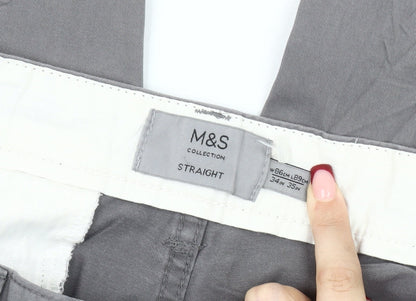 Marks and Spencer Men’s Grey Chino Trousers 34W 35L Straight Leg