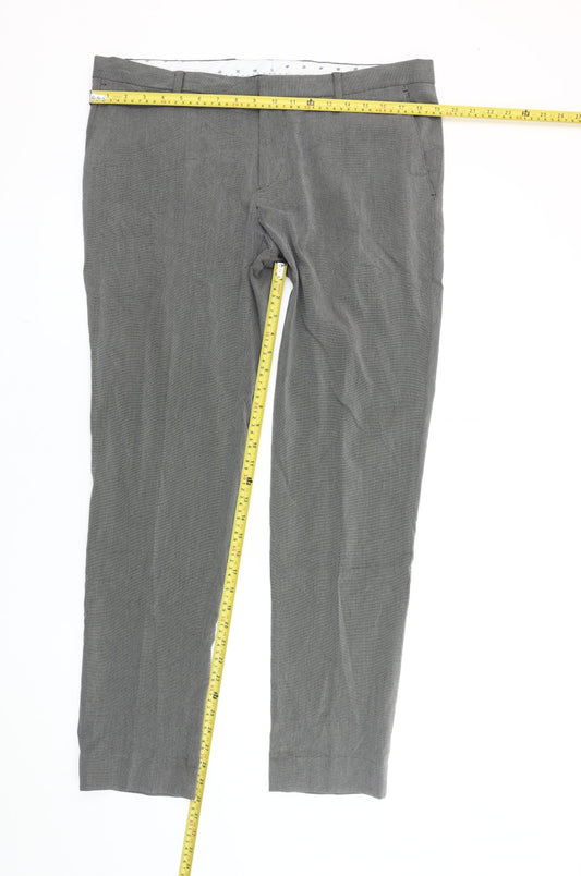Zara Man Men's Grey Slim Fit Check Trousers Size 36 Straight Leg
