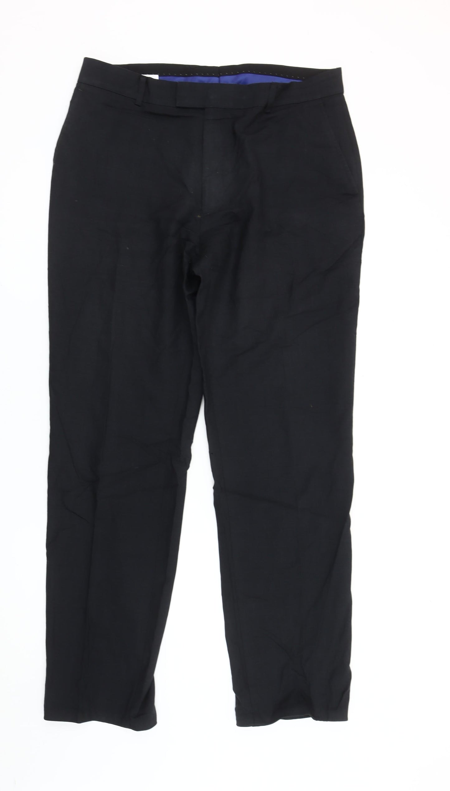 Performance Trousers Men’s Black Regular Fit Dress Trousers 38W Straight Leg Business Formal