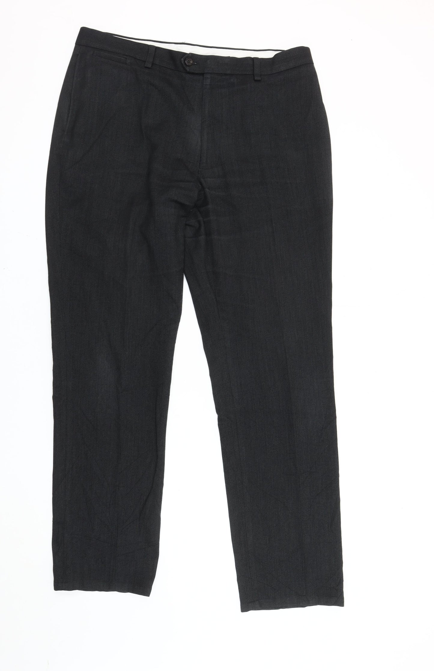 Next Men's Black Slim Fit Dress Pants 36W 33L Straight Leg Formal