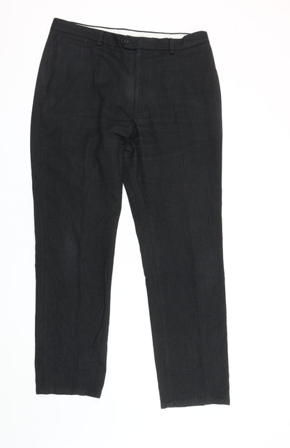 Next Men's Black Slim Fit Dress Pants 36W 33L Straight Leg Formal