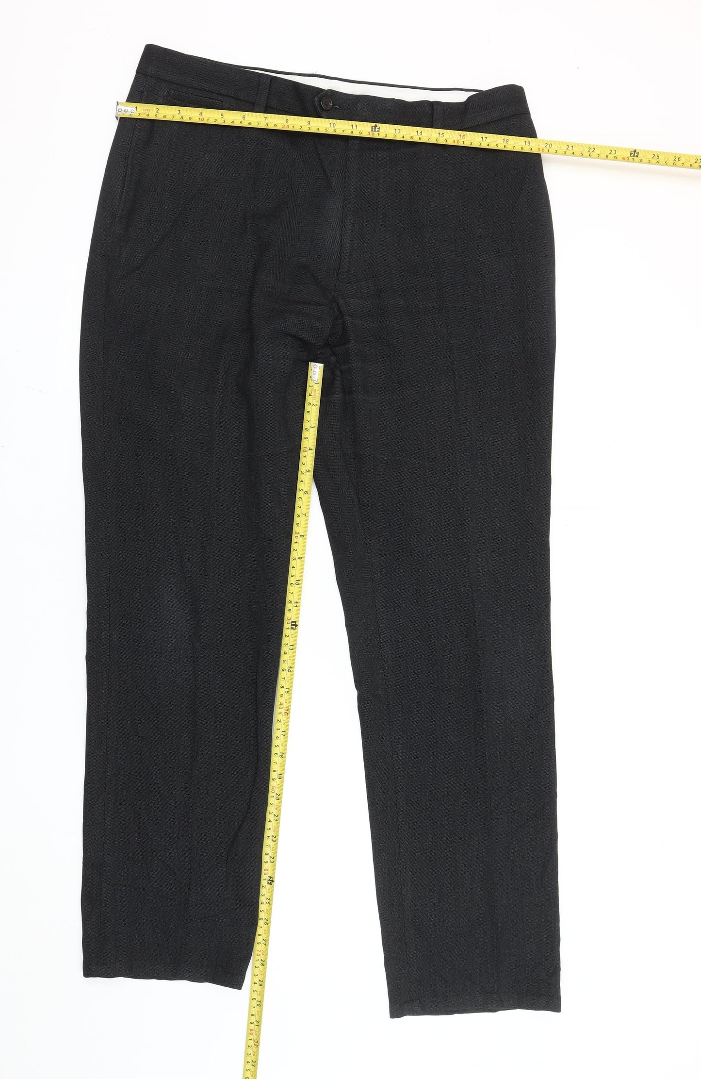 Next Men's Black Slim Fit Dress Pants 36W 33L Straight Leg Formal