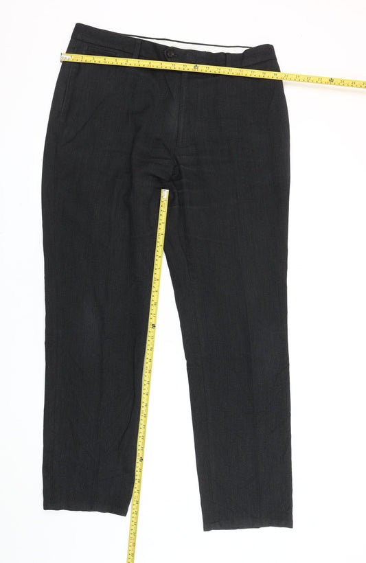 Next Men's Black Slim Fit Dress Pants 36W 33L Straight Leg Formal