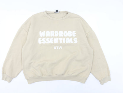 Womens UK Size L Boohoo Beige Pullover Sweatshirt