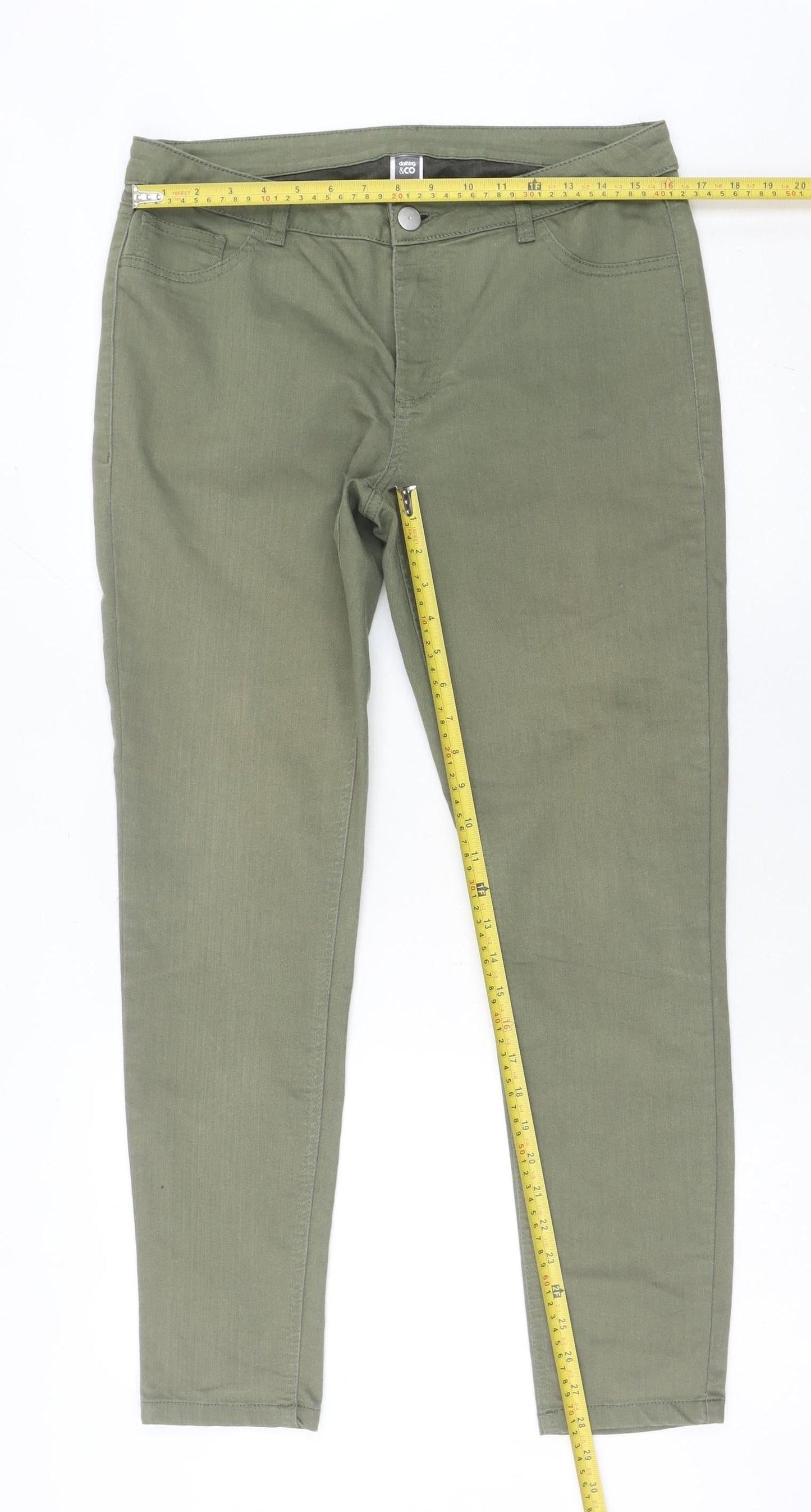 Clothing & Co Women's Green Skinny Jeans Size 14 Slim Fit Stretch
