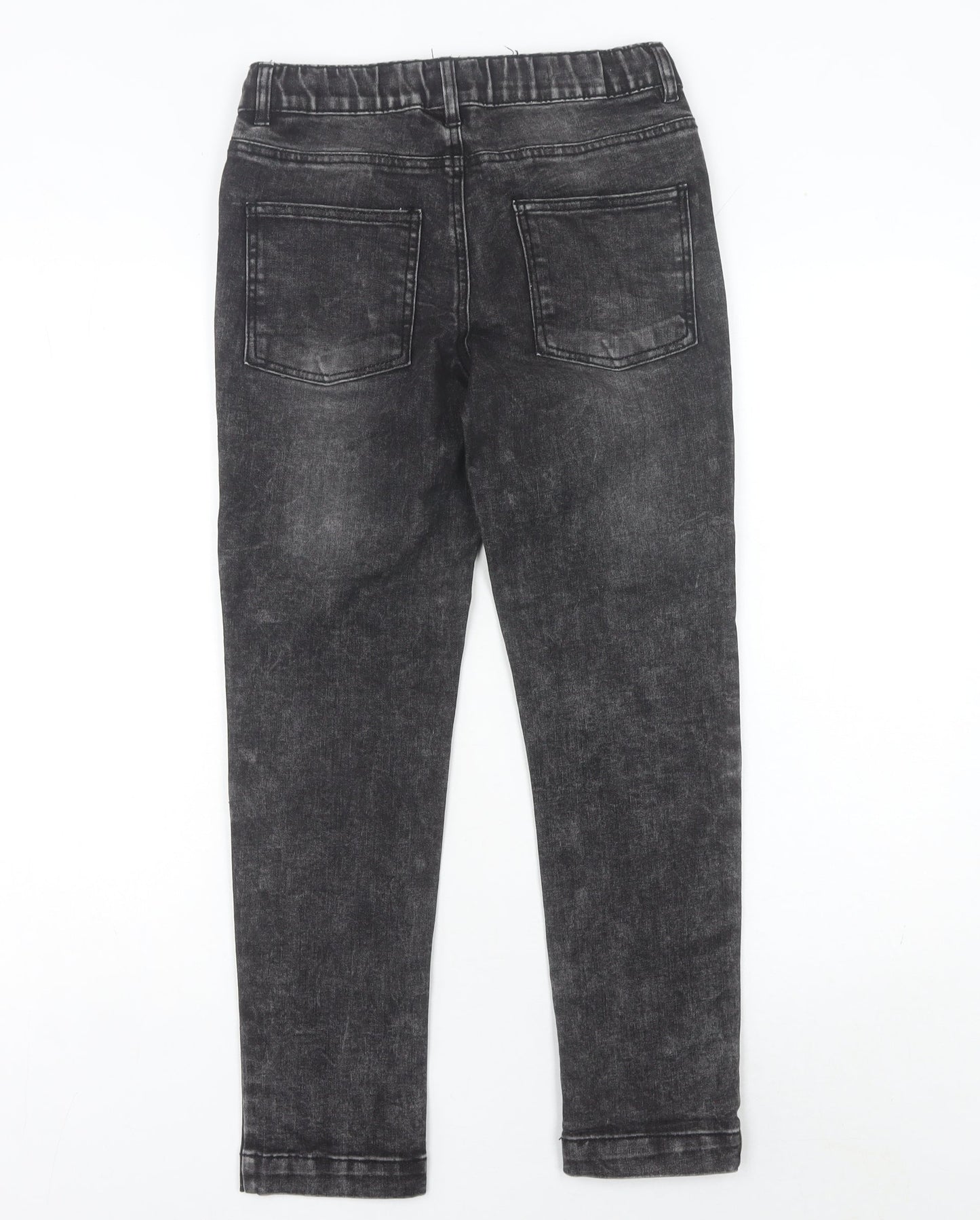 DESTINATION Boys Black Stone Wash Jeans 11 Years Straight Elastic Waist