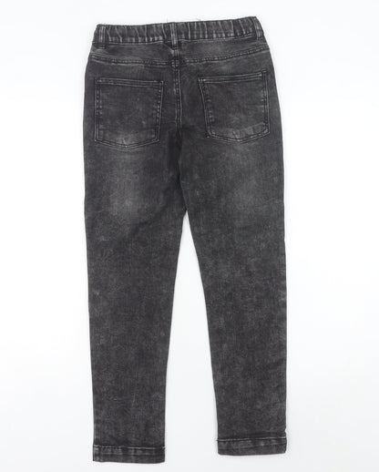 DESTINATION Boys Black Stone Wash Jeans 11 Years Straight Elastic Waist