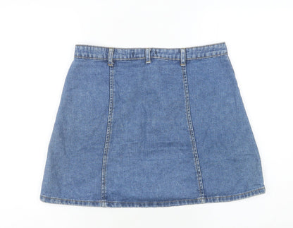 Terranova Women’s Blue Denim A-Line Short Skirt S Casual Button Front