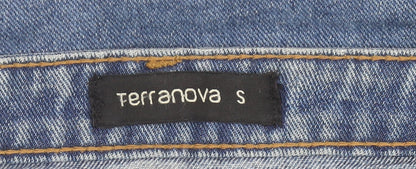 Terranova Women’s Blue Denim A-Line Short Skirt S Casual Button Front