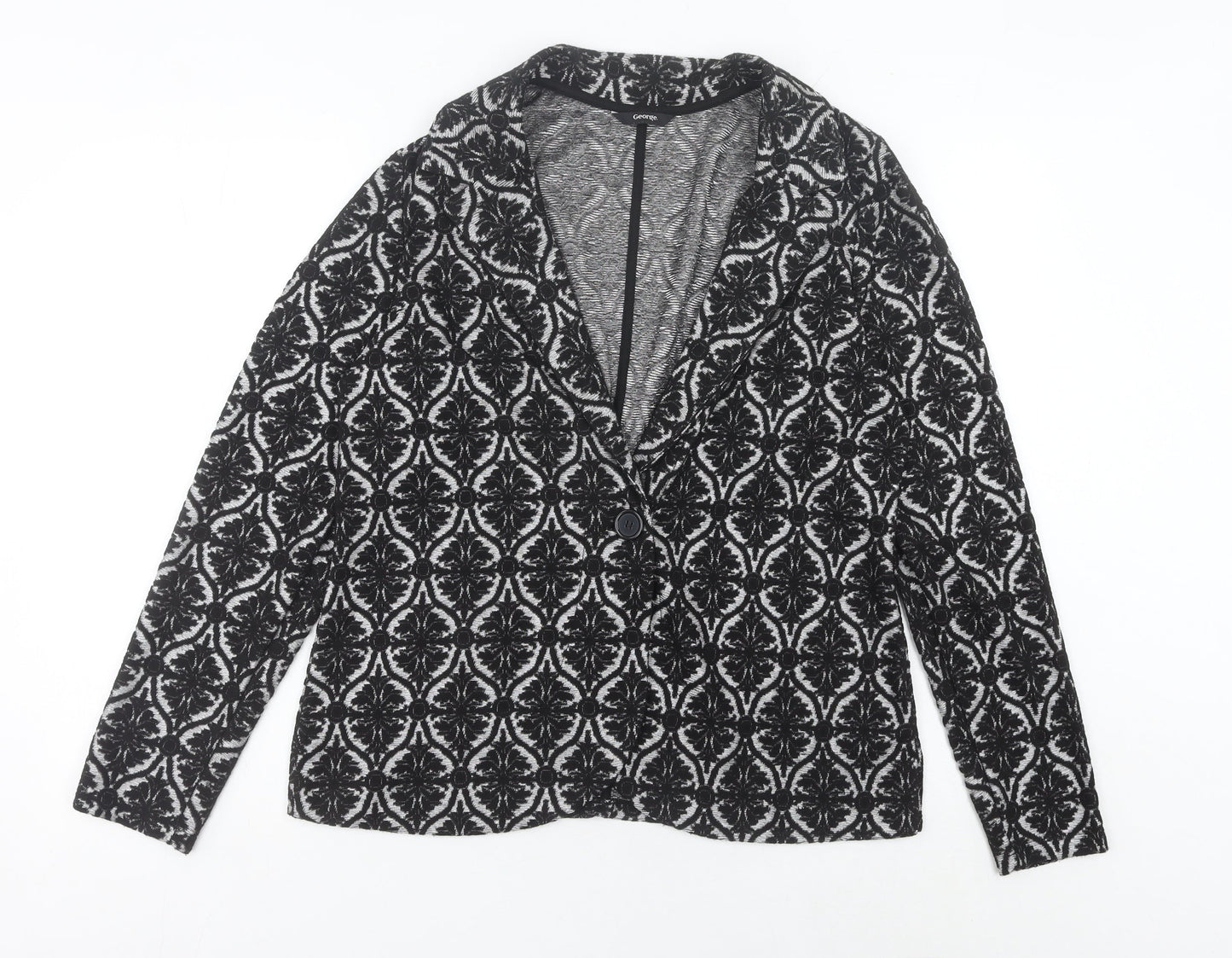 George Women’s Black Jacquard Stretch Blazer UK 16 Regular Fit