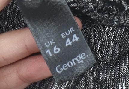 George Women’s Black Jacquard Stretch Blazer UK 16 Regular Fit