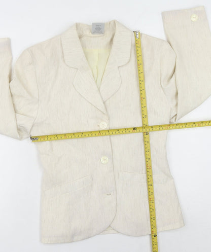 Classic Woman Ivory Blazer Women Size 10 Regular Fit Notch Lapel