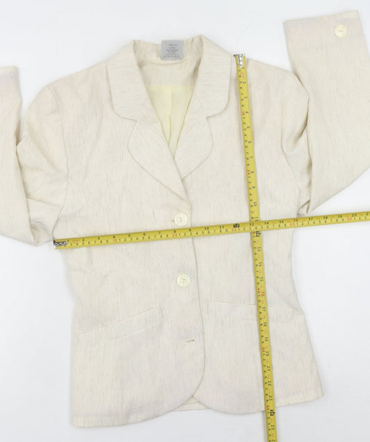 Classic Woman Ivory Blazer Women Size 10 Regular Fit Notch Lapel