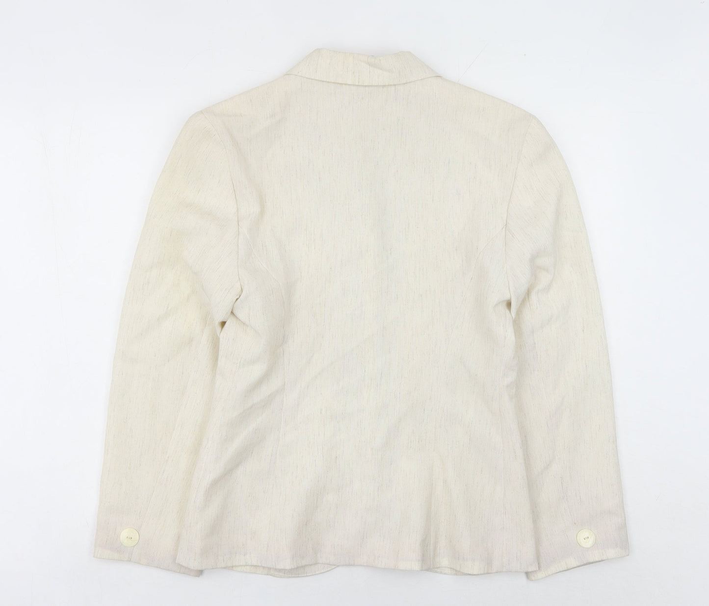 Classic Woman Ivory Blazer Women Size 10 Regular Fit Notch Lapel
