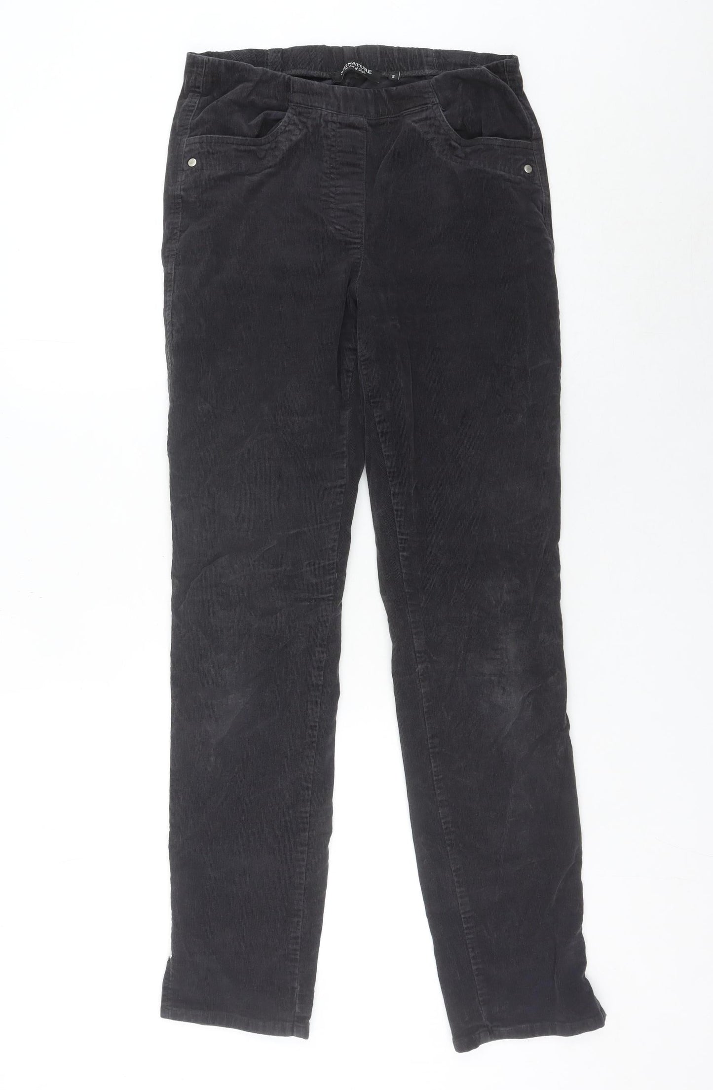 Womens UK Size S Signature Regular Fit Casual Black Trousers