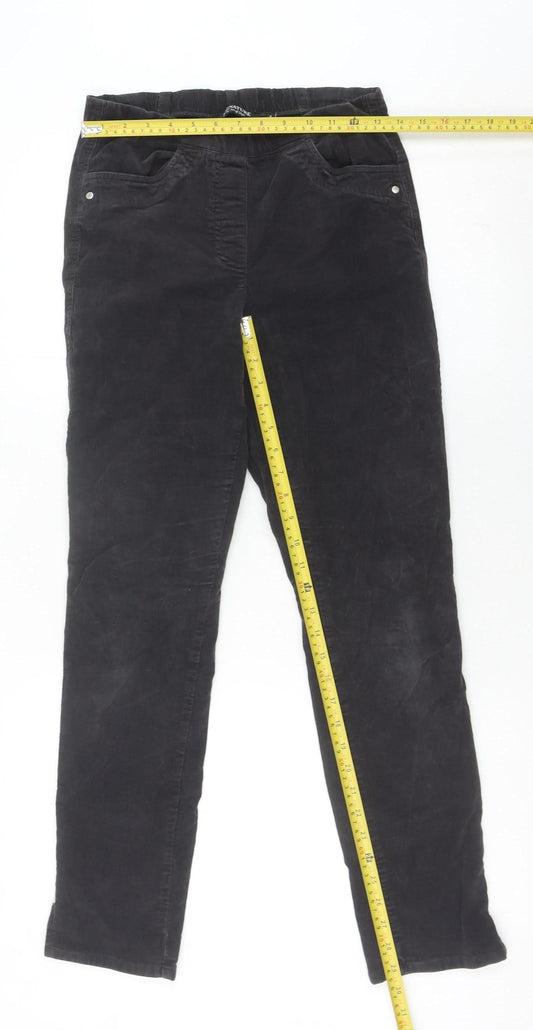 Womens UK Size S Signature Regular Fit Casual Black Trousers