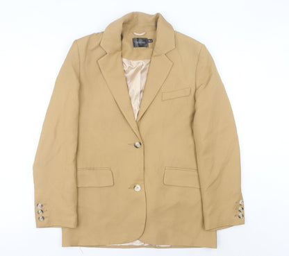 Boohoo Women’s Beige Blazer UK 8 Regular Fit Single Breasted Notch Lapel