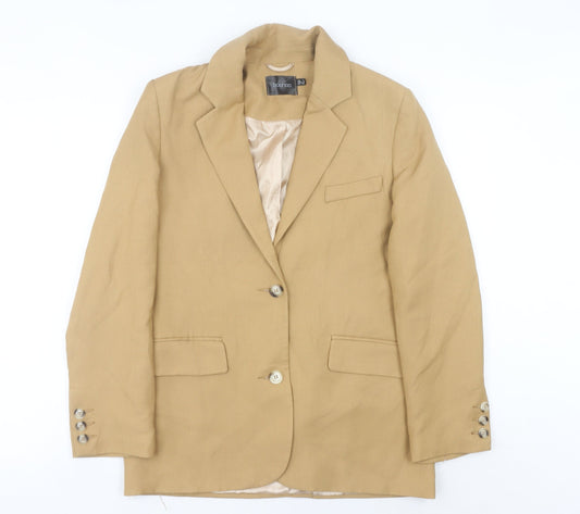 Boohoo Women’s Beige Blazer UK 8 Regular Fit Single Breasted Notch Lapel