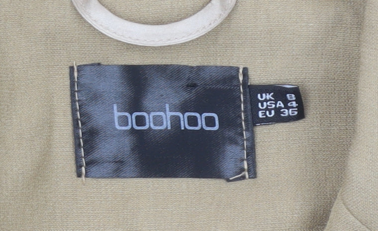 Boohoo Women’s Beige Blazer UK 8 Regular Fit Single Breasted Notch Lapel