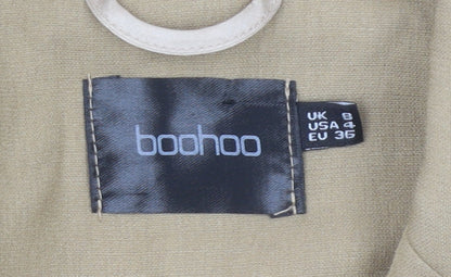 Boohoo Women’s Beige Blazer UK 8 Regular Fit Single Breasted Notch Lapel