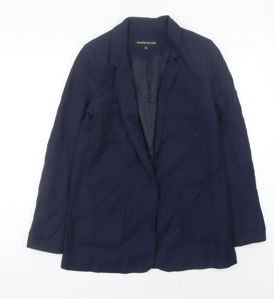 Warehouse Women’s Blue UK 10 Single Breasted Notch Lapel Blazer