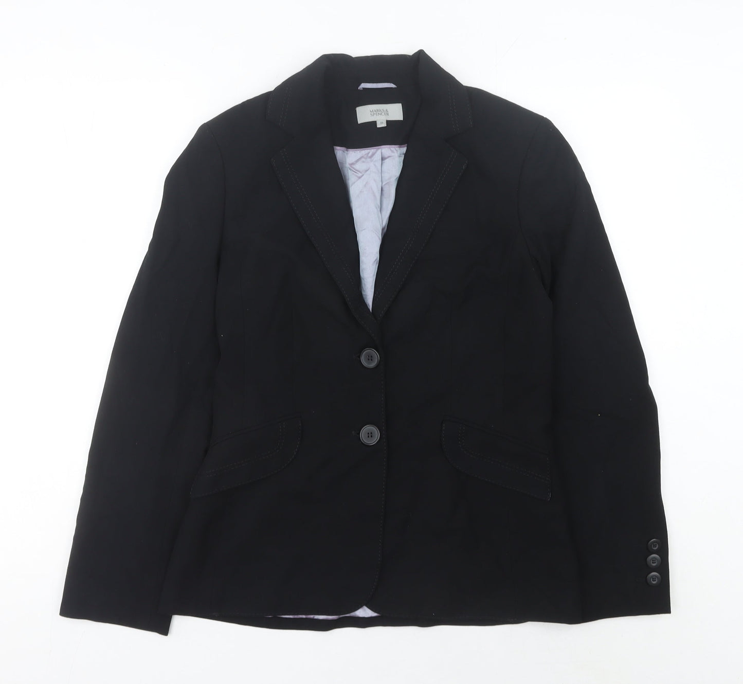 Marks and Spencer Women's Black Size 10 Regular Fit Blazer Jacket
